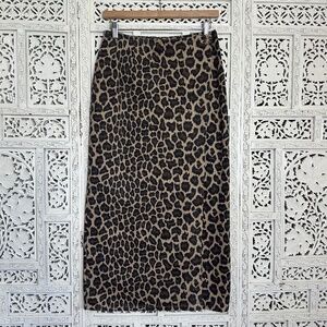 Vintage Stuffed Shirt Jeanswear Cheetah Print Denim Wrap Maxi Skirt Sz Small